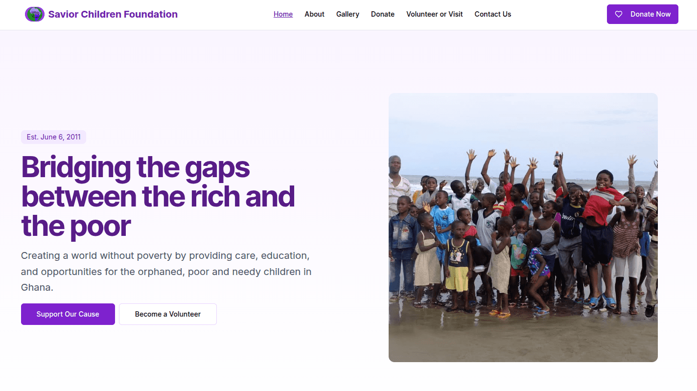 Savior Children Foundation Website